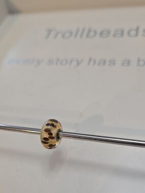 Trollbeads Cream Bracelet Charm with Brown Leopard Spots